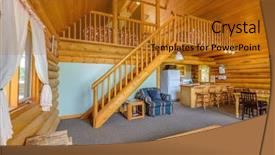  Presentation with log cabin - Cool new slide set with modern dining room in log cabin or luxury house backdrop and a gold colored foreground