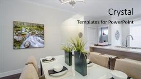  Presentation with luxury house - Audience pleasing PPT theme consisting of modern dining room in luxury backdrop and a light gray colored foreground