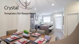  Presentation with white house roof - PPT theme consisting of modern dining room in luxury background and a light gray colored foreground