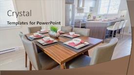  Presentation with dining - Presentation theme consisting of modern dining room in luxury house background and a light gray colored foreground