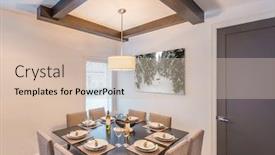  Presentation with dining - Beautiful PPT layouts featuring modern dining room in luxury house backdrop and a soft green colored foreground