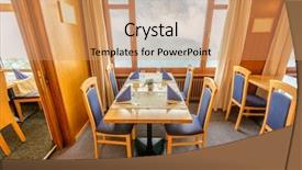  Presentation with dining restaurant - Audience pleasing slide deck consisting of modern dining room in luxury restaurant with fantastic swiss alps mountain view backdrop and a coral colored foreground