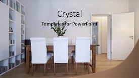  Presentation with dining - Amazing PPT layouts having modern dining-room interior view backdrop and a light gray colored foreground