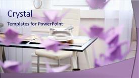  Presentation with dining - Amazing PPT layouts having modern dining room interior backdrop and a sky blue colored foreground