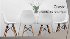  Presentation with modern flowers - Slides featuring modern dining room white chairs and table with bouquet of flowers abstract picture on the wall background and a light gray colored foreground