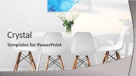  Presentation with modern flowers - Cool new slides with modern dining room white chairs backdrop and a white colored foreground