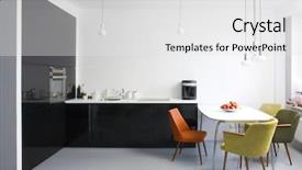  Presentation with fine dining bakery and bistro - Audience pleasing PPT theme consisting of modern dining room with kitchen backdrop and a white colored foreground