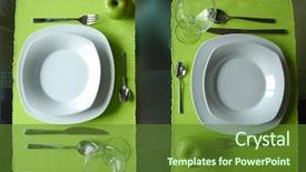  Presentation with dining - Slide deck consisting of modern dining set for two background and a tawny brown colored foreground