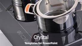 Presentation with modern - Presentation theme having modern dishes induction cooker background and a dark gray colored foreground