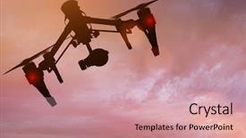  Presentation with drone technology - Cool new PPT layouts with modern drone in motion quadcopter backdrop and a coral colored foreground