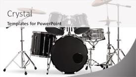  Presentation with drum - PPT theme with modern-drum-kit-isolated background and a white colored foreground