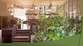  Presentation with eco - PPT theme enhanced with modern-eco-restaurant-interior-ecology background and a coral colored foreground