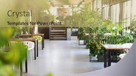  Presentation with ecology - Presentation design featuring modern-eco-restaurant-interior-ecology background and a yellow colored foreground