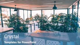  Presentation with eco - Beautiful presentation theme featuring modern-eco-restaurant-interior-ecology backdrop and a teal colored foreground