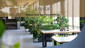  Presentation with ecology - Slide deck having modern-eco-restaurant-interior-ecology background and a coral colored foreground
