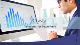  Presentation with monitor computer - Cool new theme with modern economist looking through papers backdrop and a light blue colored foreground