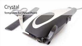  Presentation with electric - Presentation theme enhanced with modern electric hair beard trimmer background and a white colored foreground