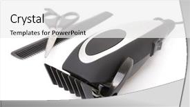  Presentation with modern electric iron isolated - Presentation theme having modern electric hair beard trimmer background and a white colored foreground