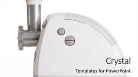  Presentation with electric - Theme having home appliances meat grinder - modern electric mincing machine isolated background and a white colored foreground