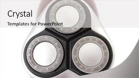  Presentation with razor - Beautiful theme featuring modern electric razor isolated on white background backdrop and a light gray colored foreground