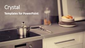  Presentation with kitchen utensils - Theme featuring modern electric stove with utensils background and a gray colored foreground