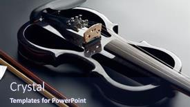  Presentation with electric - Beautiful PPT layouts featuring modern-electric-violin-and-bow backdrop and a navy blue colored foreground