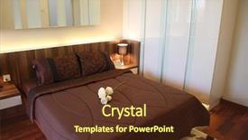  Presentation with bedroom modern - PPT theme with modern elegant bedroom with bed and furniture background and a tawny brown colored foreground