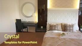  Presentation with modern elegant - Cool new presentation theme with modern elegant bedroom with bed and furniture backdrop and a tawny brown colored foreground