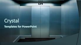 Presentation with elevator - PPT theme enhanced with modern elevator interior background and a ocean colored foreground