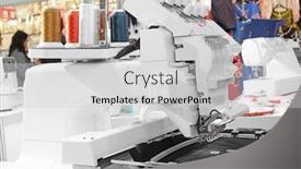  Presentation with embroidery - Colorful presentation enhanced with modern-embroidery-machine-at-shop backdrop and a light gray colored foreground