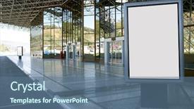  Presentation with advertising - Amazing PPT theme having modern empty advertising billboard backdrop and a ocean colored foreground