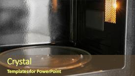  Presentation with empty - Beautiful presentation design featuring modern empty microwave oven closeup backdrop and a tawny brown colored foreground