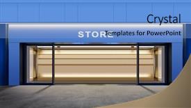  Presentation with bookshop - Slide set featuring bookshop - modern empty store on street background and a light blue colored foreground