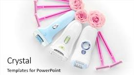  Presentation with safety - Theme having modern epilators and safety razors background and a white colored foreground