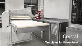  Presentation with bakery - Colorful presentation enhanced with modern-equipment-in-bakery backdrop and a gray colored foreground
