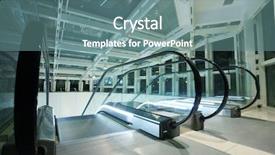  Presentation with hong kong - Beautiful PPT theme featuring modern escalator in hong kong backdrop and a  colored foreground