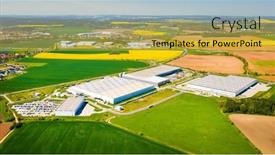  Presentation with carbon footprint - Slide deck having modern-european-industry-with-low background and a yellow colored foreground