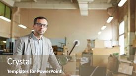  Presentation with factory - PPT layouts featuring laptop searching for online data background and a  colored foreground