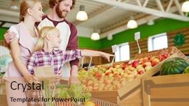  Presentation with melon - PPT theme having modern family of three choosing background and a yellow colored foreground