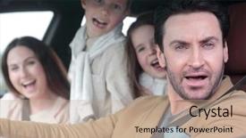  Presentation with safe - Presentation theme featuring modern family travels by car background and a coral colored foreground