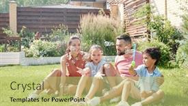  Presentation with making soap - Amazing PPT layouts having modern-family-with-two-children backdrop and a yellow colored foreground