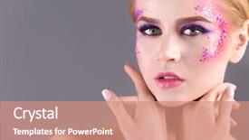  Presentation with makeup brushes and make up - Slides having extravagant festival - beautiful young woman with creative background and a coral colored foreground