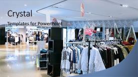  Presentation with clothes shop - Slide deck featuring modern fashion clothes shop front background and a  colored foreground