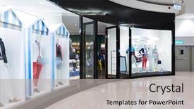 Presentation with luxury fashion - Colorful theme enhanced with modern fashion shopfront view backdrop and a light gray colored foreground
