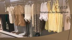  Presentation with fashion shoes - Cool new PPT layouts with modern-fashion-women-clothes-hang backdrop and a coral colored foreground