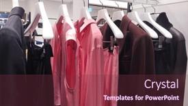  Presentation with hang - Presentation design featuring modern-fashion-women-colorful-clothes background and a tawny brown colored foreground