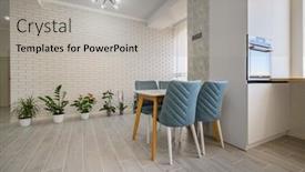  Presentation with dining - Presentation theme with modern-fashionable-white-studio-apartment background and a light gray colored foreground