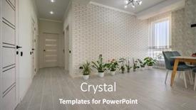  Presentation with dining table - Presentation theme having modern-fashionable-white-studio-apartment background and a gray colored foreground