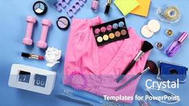  Presentation with modern color - Presentation design featuring modern female clothing and accessories on color background background and a teal colored foreground