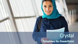  Presentation with female college student uti - Cool new theme with modern female middle eastern college backdrop and a ocean colored foreground